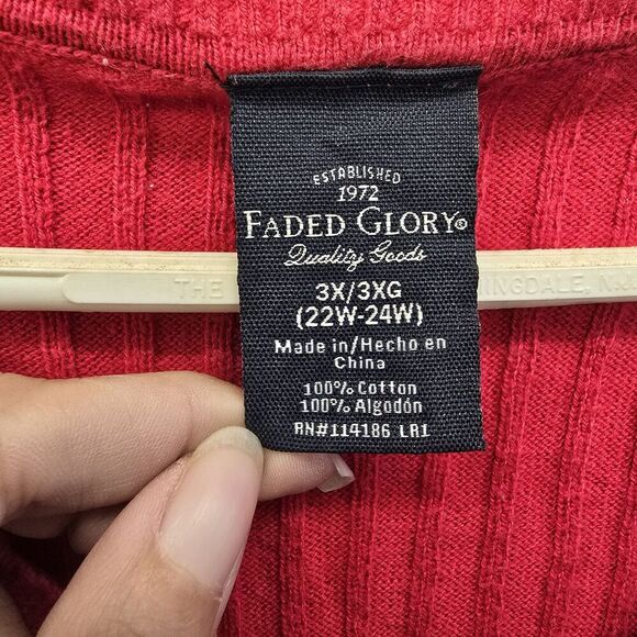 Women's Faded Glory Red V Neck Long Sleeve Size 3X (22W-24W) A2 - Picture 3 of 5